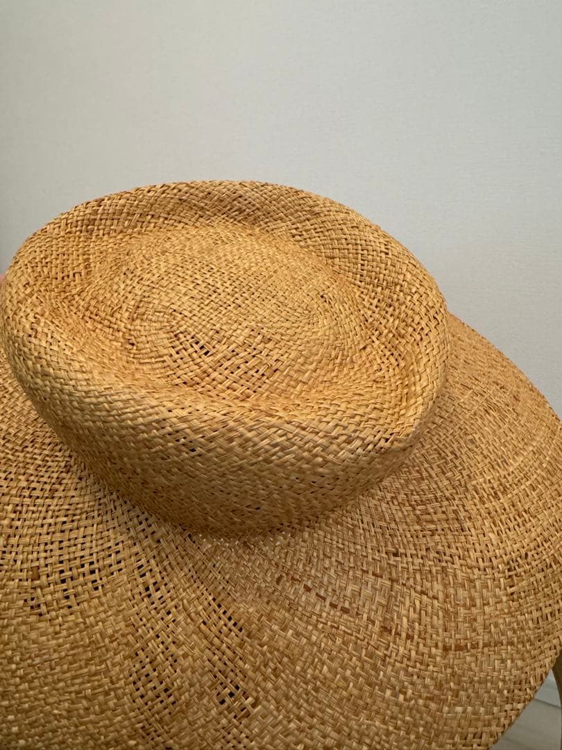 【美品】La Maison de Lyllis ベージュ 麦わら帽子 黒リボン