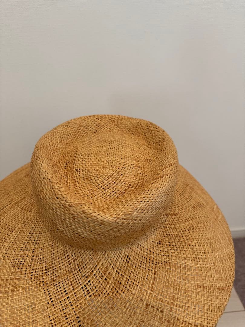 【美品】La Maison de Lyllis ベージュ 麦わら帽子 黒リボン