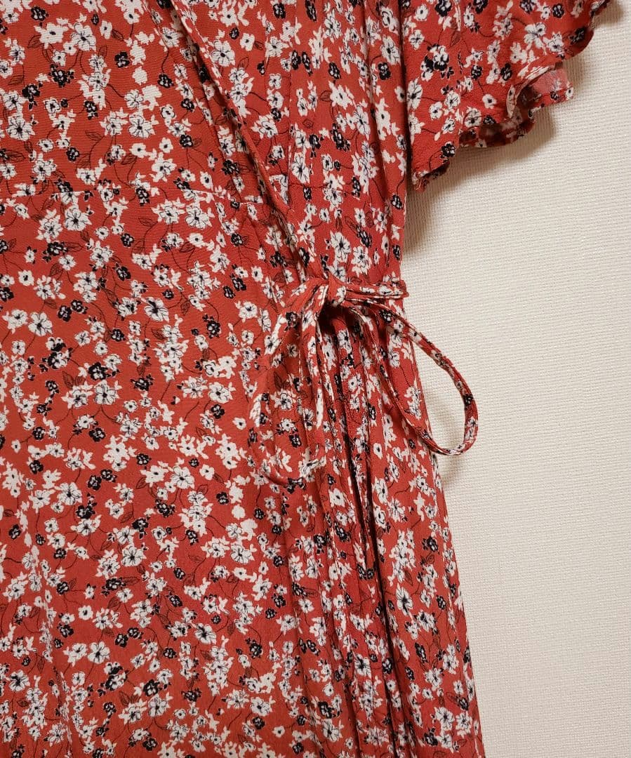 FRAY I.D ワンピース ロング レッド 赤 花柄 カシュクール
