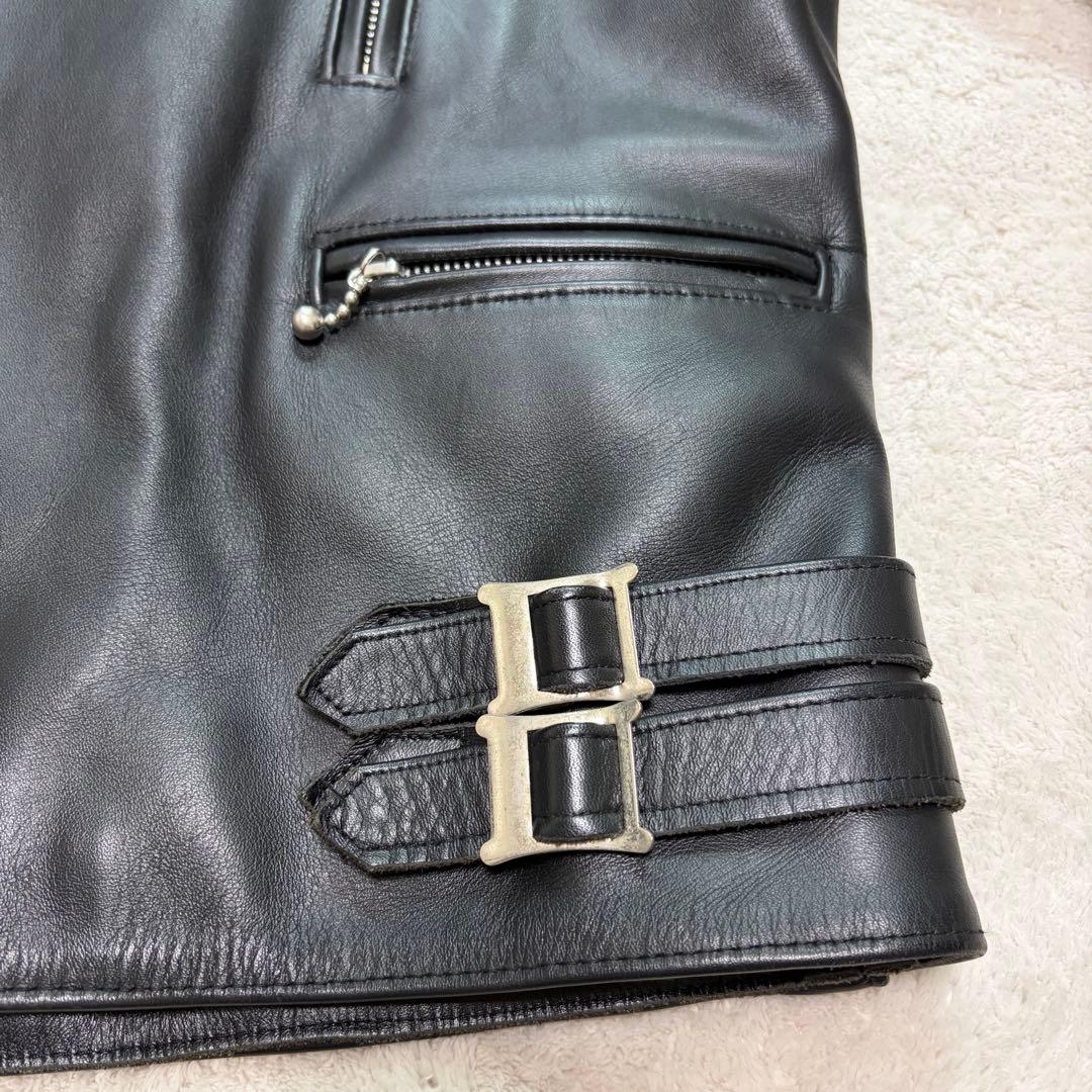 【美品】666 ダブルライダースジャケット レザー ステアハイド 本革 36 M