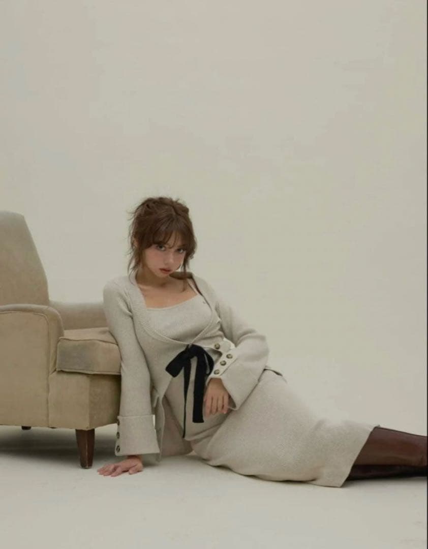 ワンピース ANDMARY Rola ribbon set dress