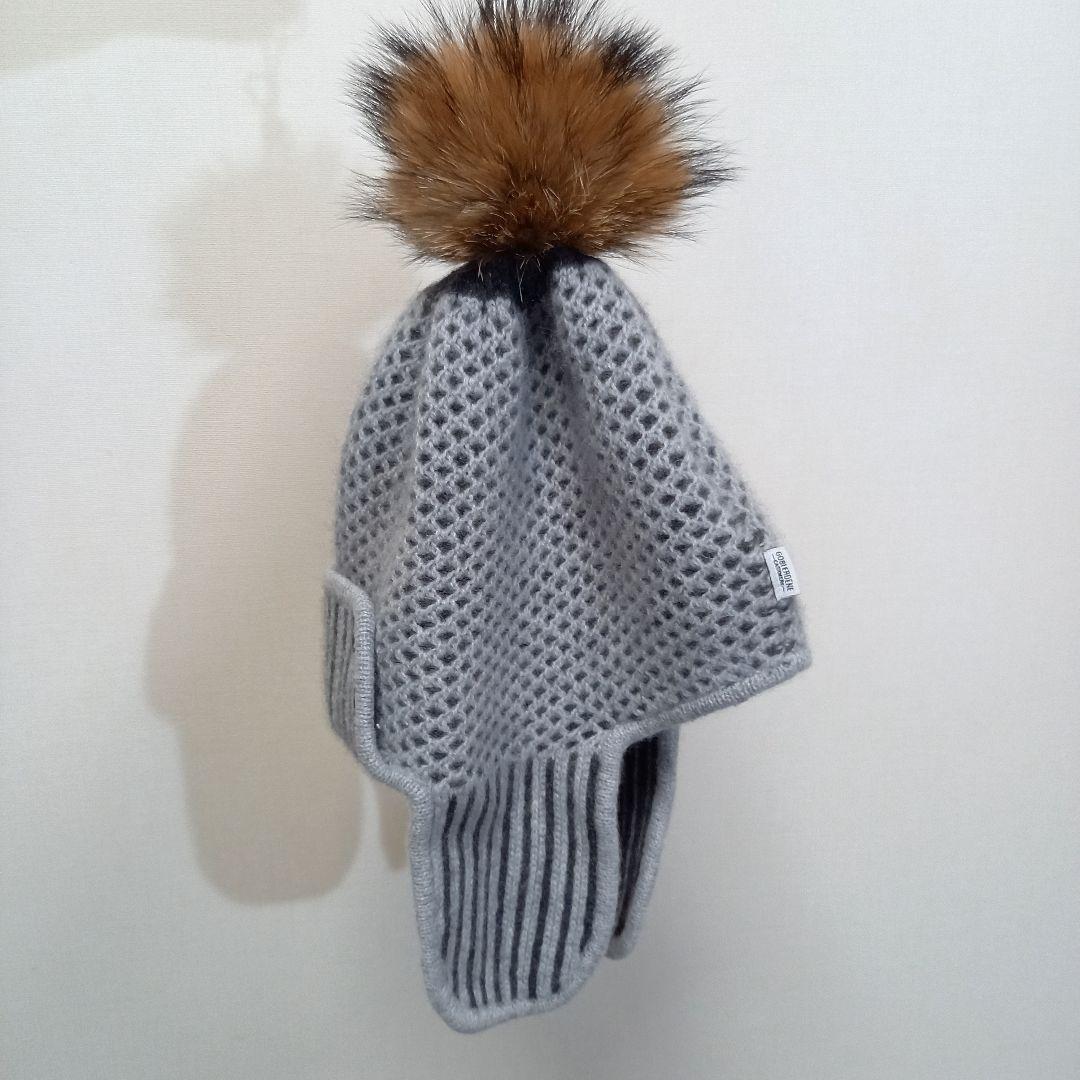 GOBI ERDENE FOXファー 毛皮 ボンボン カシミヤニットキャップ