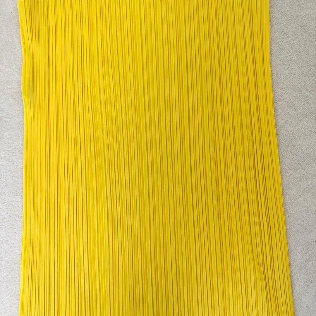 美品✨PLEATS PLEASE スリット入り　ロングワンピース　イエロー