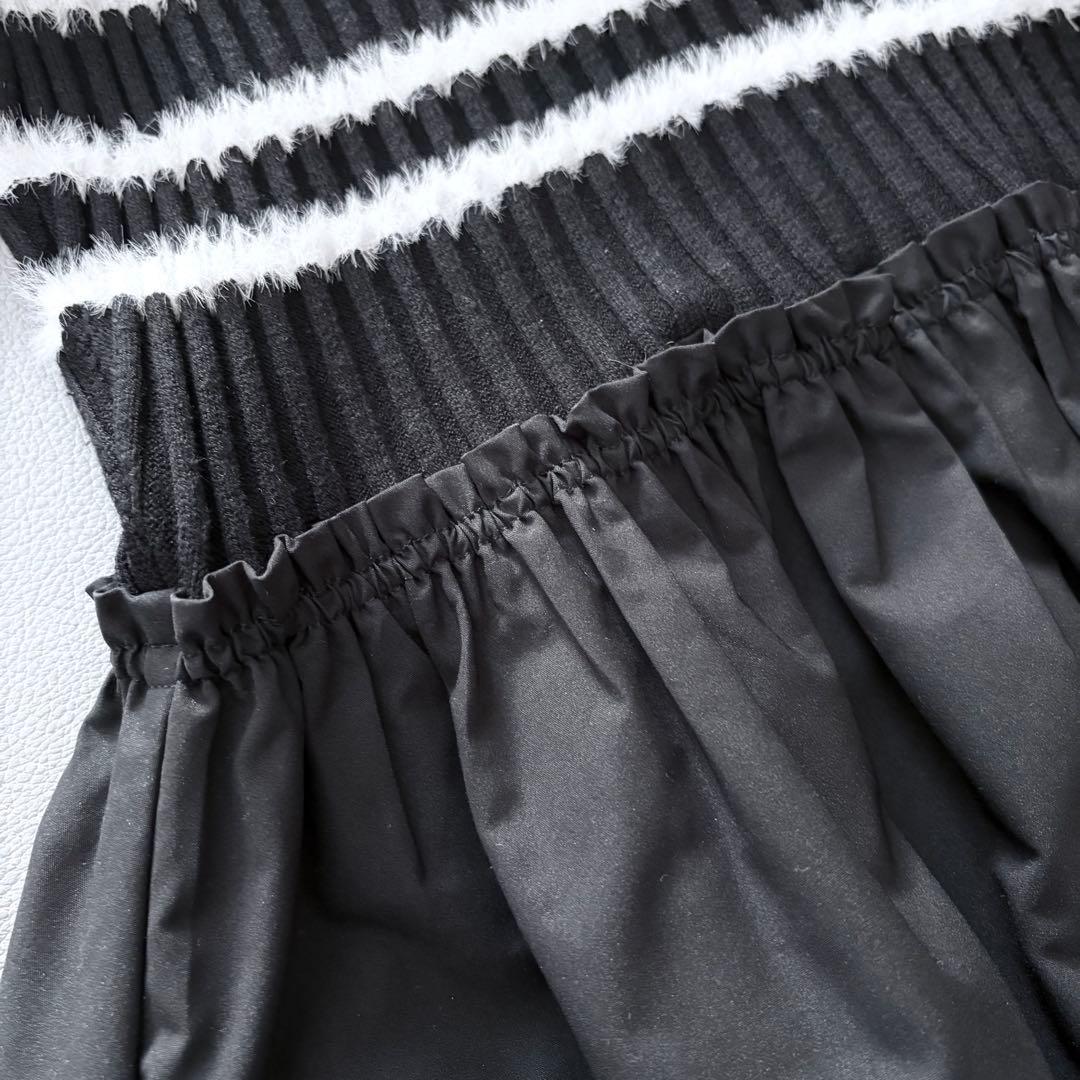 美品【ANAYI】フェザーボーダードッキングワンピース