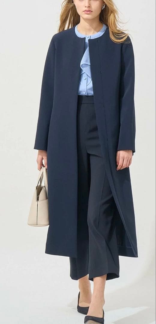 【新品タグ付】ANAYI ジョーゼットカラミラッフルブラウス 38水色