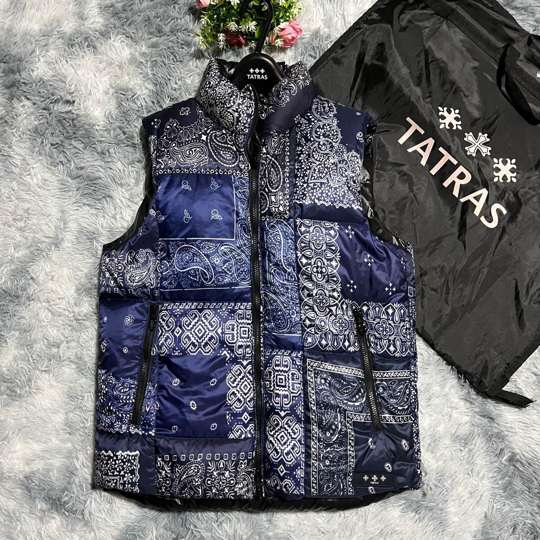 美品　TATRAS タトラス リバーシブル ダウンベスト ペイズリー柄　L