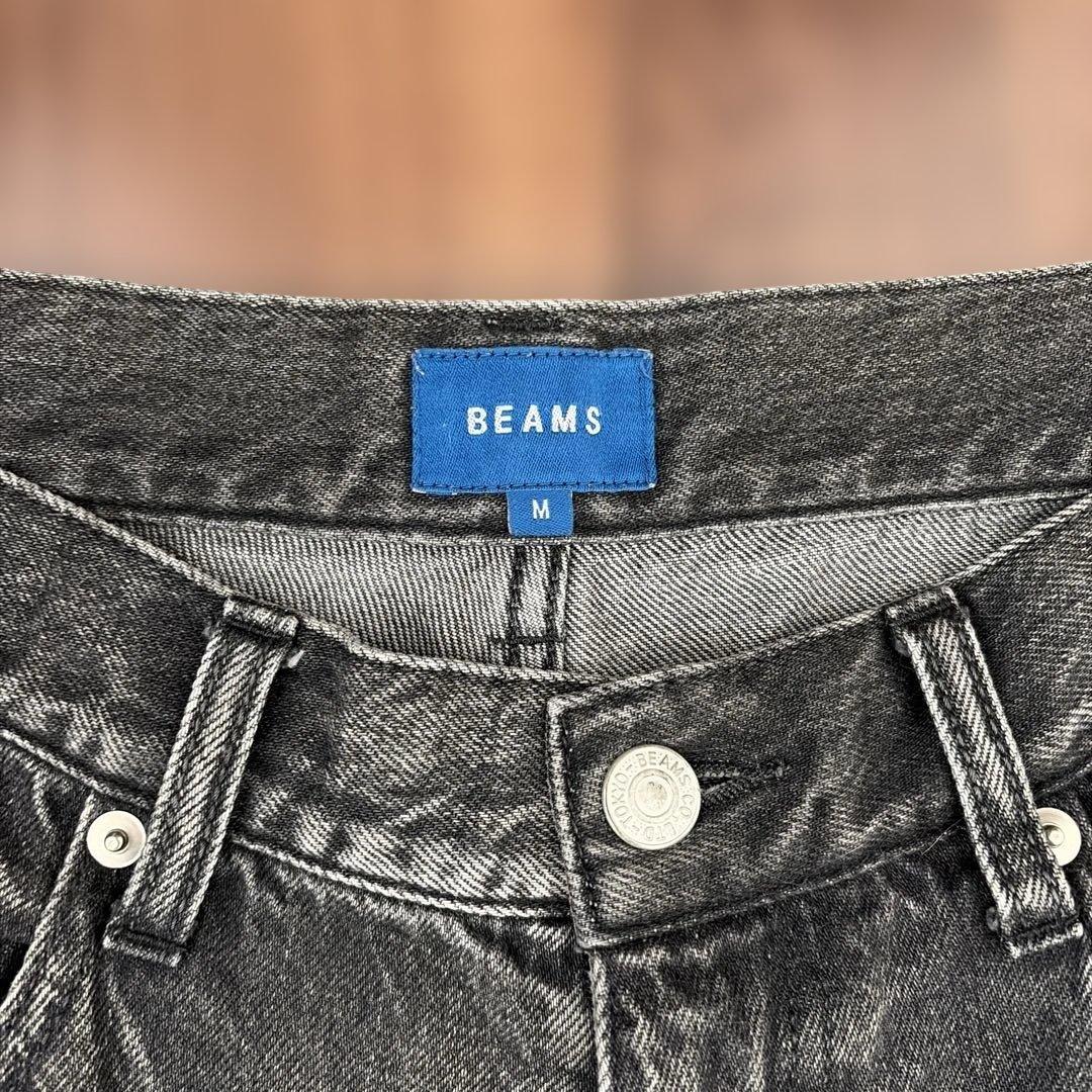 BEAMS グレー ワイドストレートデニム M