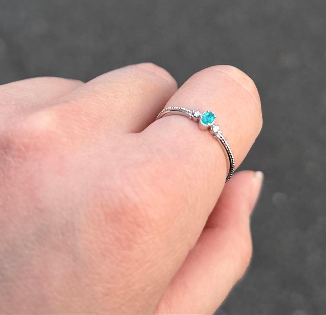 し*ん様 天然パライバトルマリンリング 0.10ct 13号