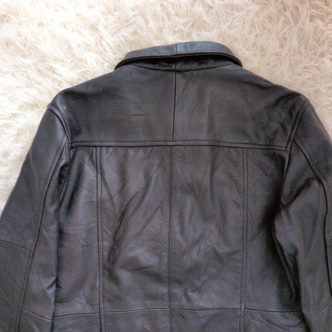 roshell ロシェル メンズ 本革 シワ加工 リアルレザー ジャケット 黒