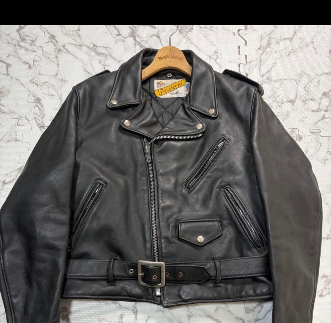 奇跡の42size✨【米国製】schott ダブルライダース 618 黒