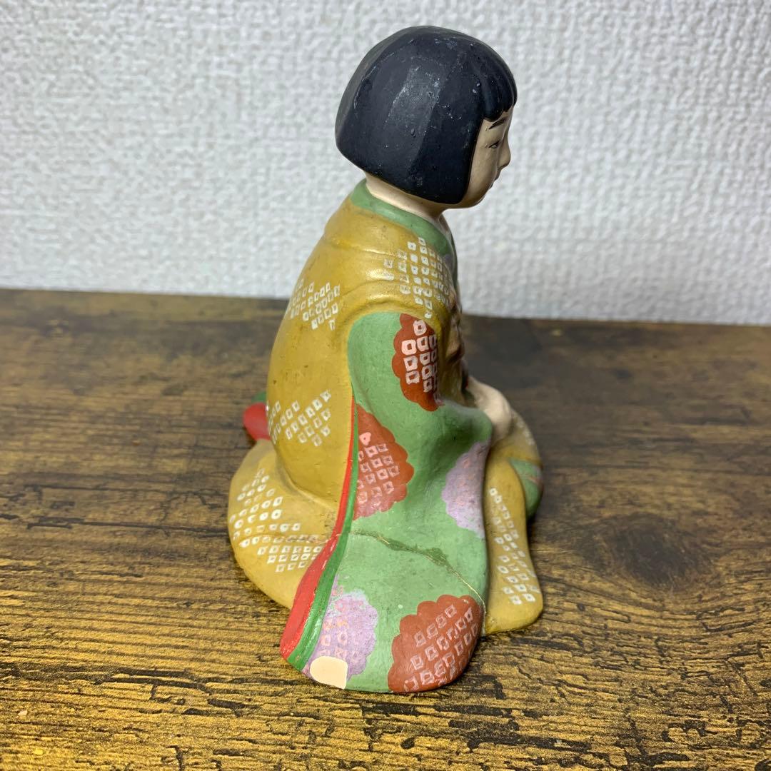 E-4 【アンティーク】博多人形風 土人形 おかっぱの女の子 置物