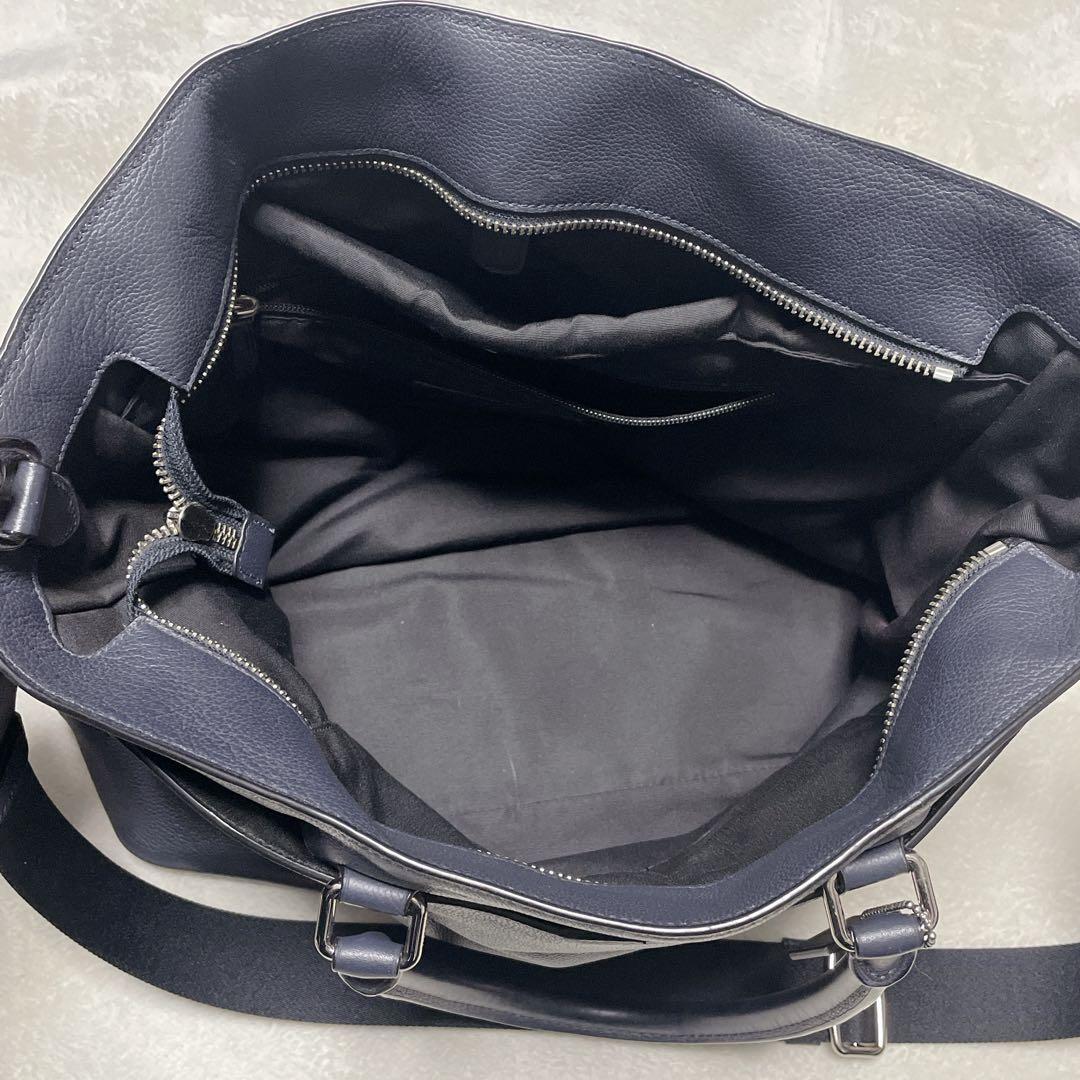 COACH ベケット トートバッグ　ネイビー　A4収納　2way 牛革