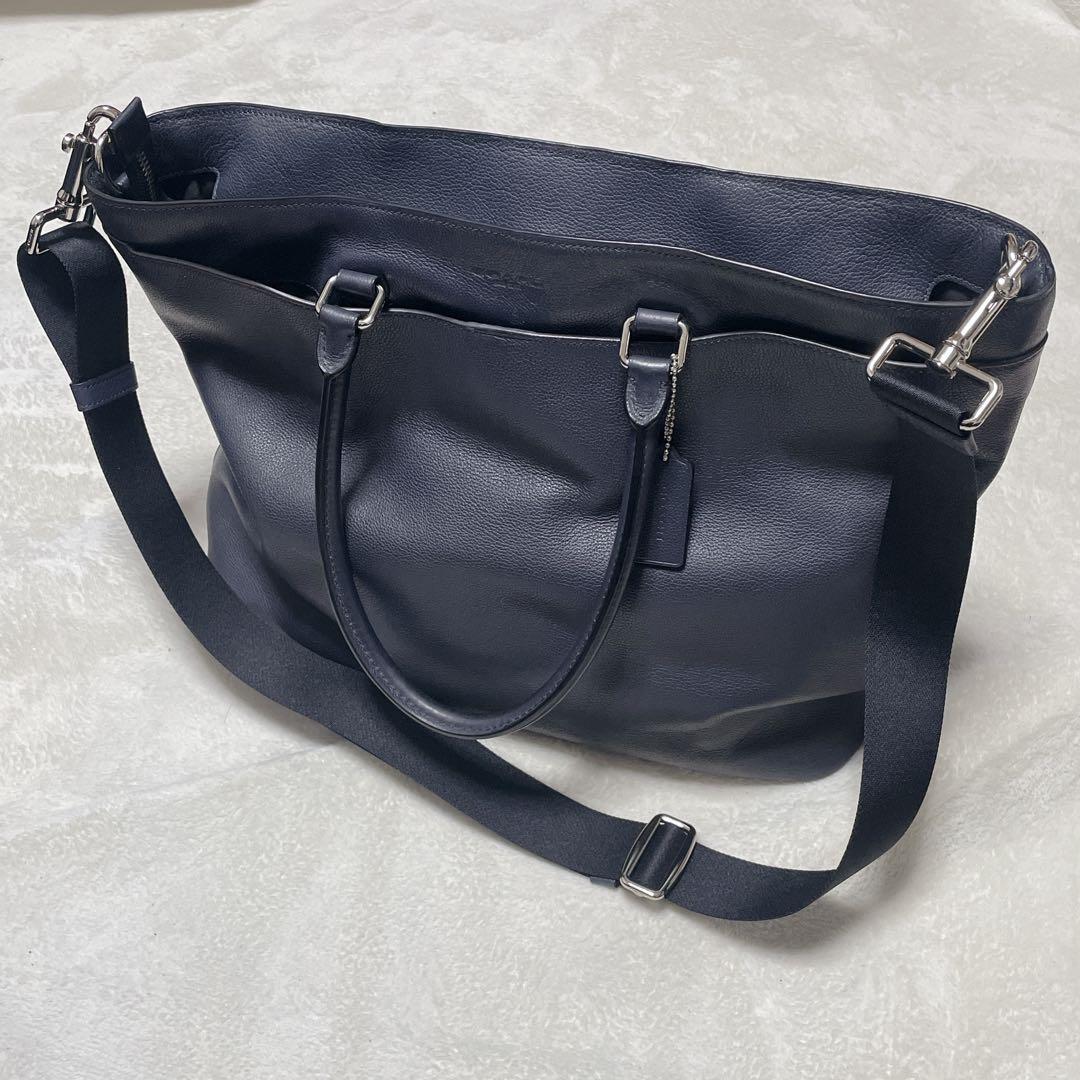 COACH ベケット トートバッグ　ネイビー　A4収納　2way 牛革