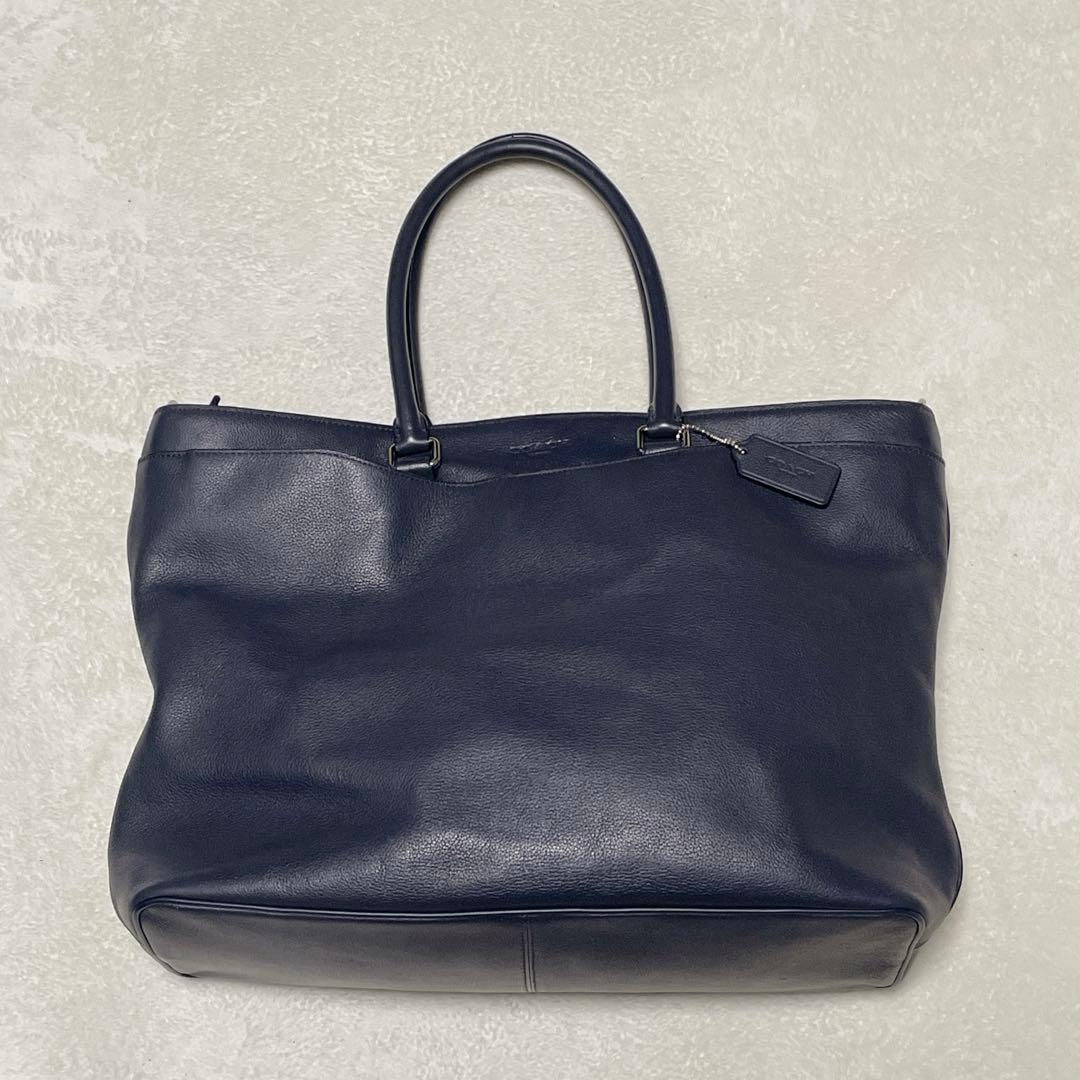 COACH ベケット トートバッグ　ネイビー　A4収納　2way 牛革