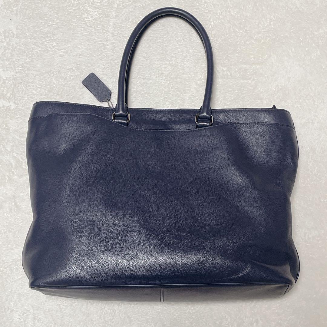 COACH ベケット トートバッグ　ネイビー　A4収納　2way 牛革