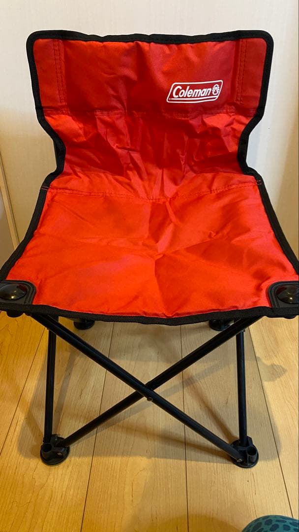 【美品】Colemanコンパクトクッションチェア レッド×ブラック4脚セット