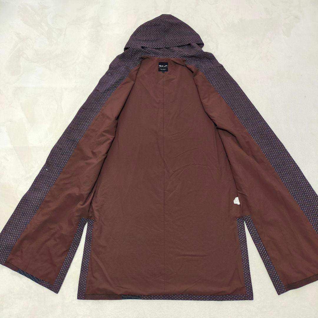 美品　儀右ヱ門　久留米絣　パッチワーク　フーデッドロングベスト