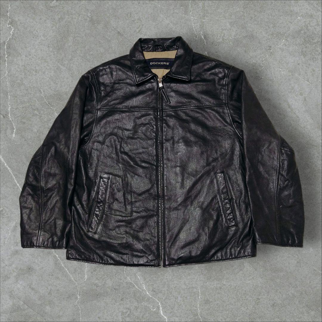 ✨良品✨DOCKERS 本革 レザー ジャケット ブラック 牛革 90s
