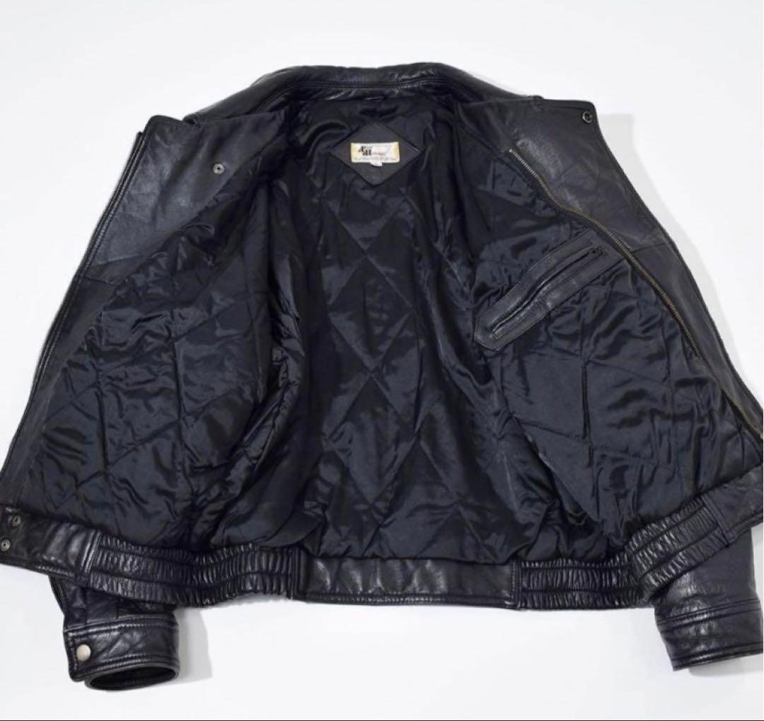90s vintage leather jacket 短丈 レザーブルゾン 黒