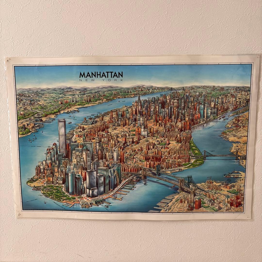 1993 MANHATTAN New York City map ラミネート