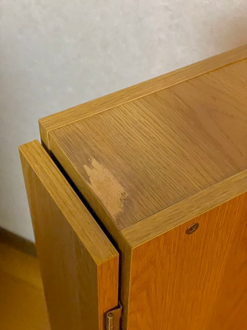 完成品　オーダー　オーク　すき間ラック ロータイプ〔扉付き〕幅13cm 右開き