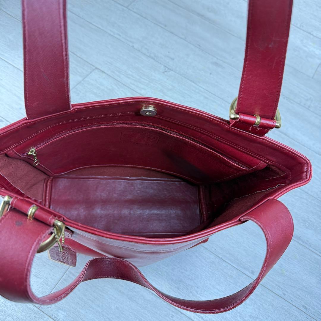 コーチCOACH トートバッグ2way オールドコーチ　本革レザーレッド