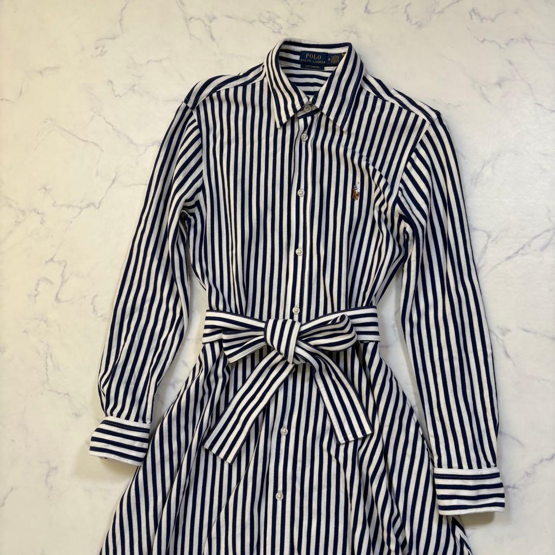極美品 ポロラルフローレン ニットシャツワンピース 現行タグ 定価4万円