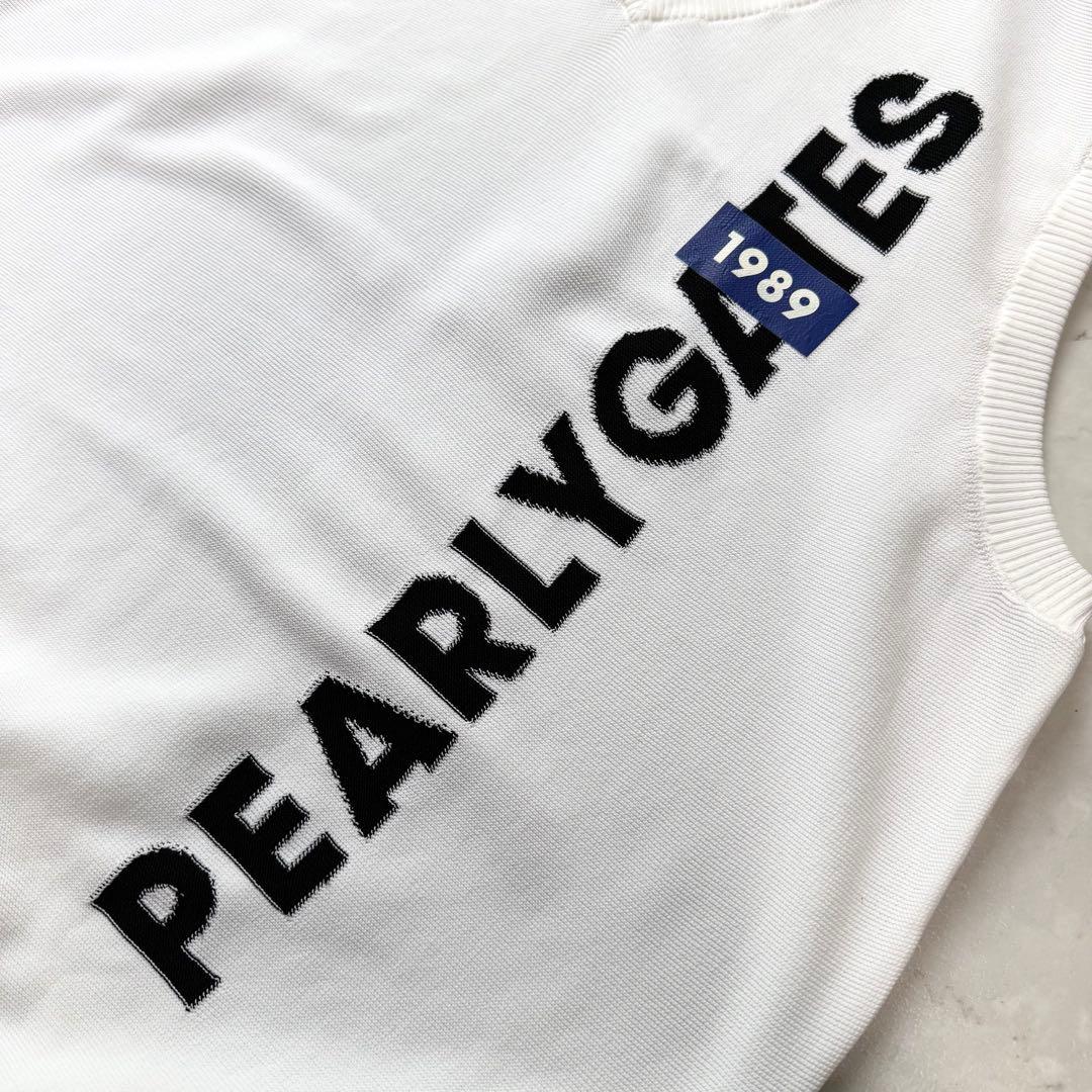 PEARLY GATES ニットベスト 6 XL ホワイト ロゴ