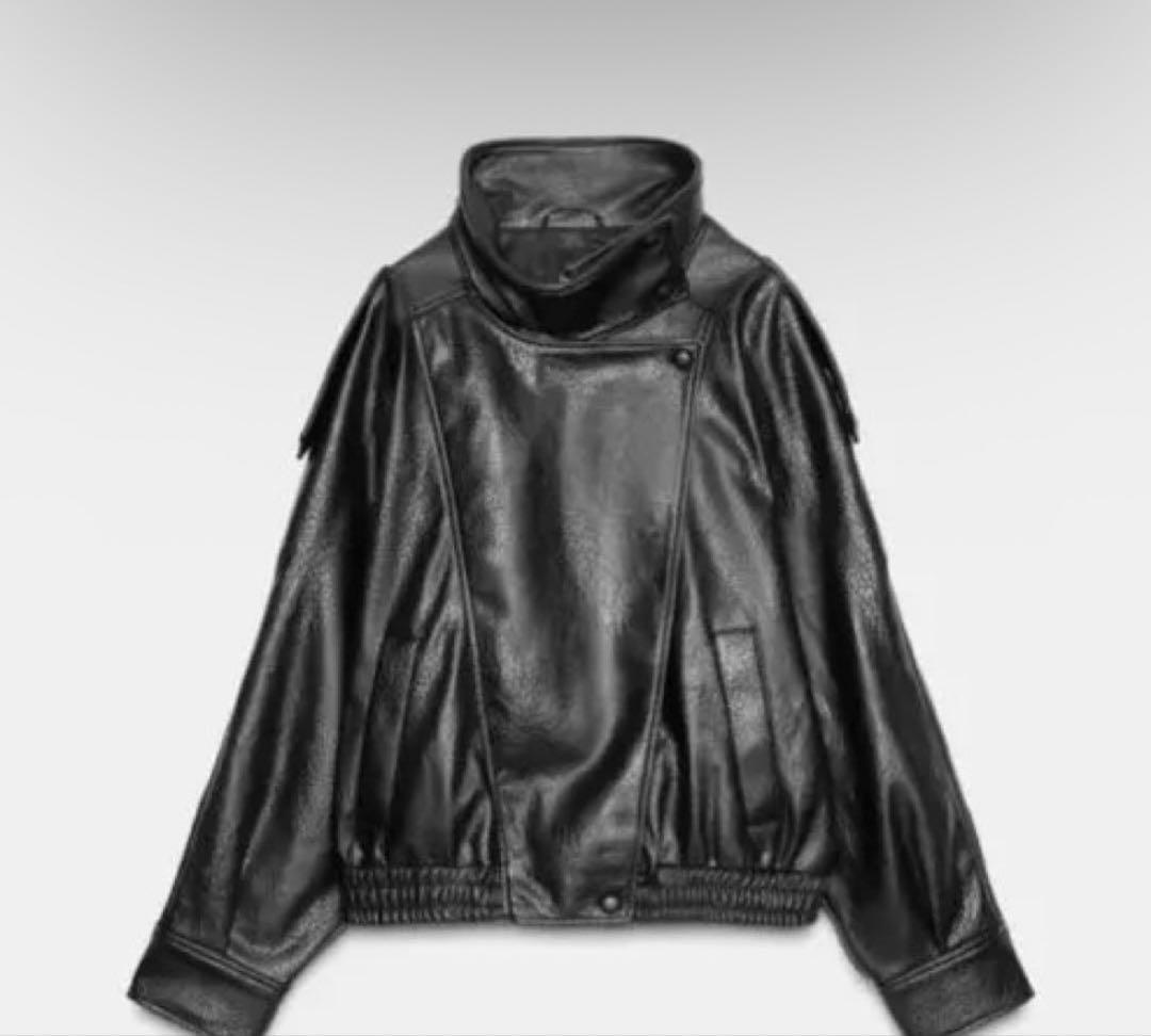 ブラック レザー ライダースジャケット ZARA