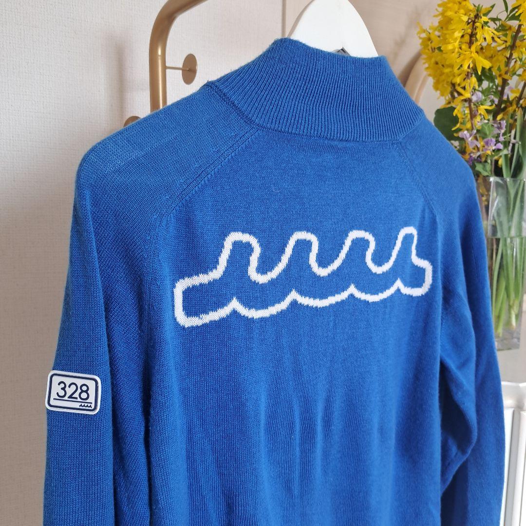 muta MARINEの BORDER WAVE ニット長袖ブルー