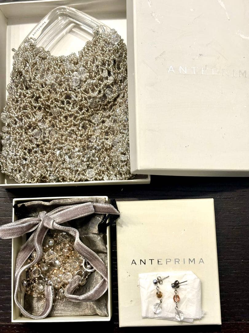 ANTERPRIMA シルバーパーティーバッグ＆アクセサリー３点セット