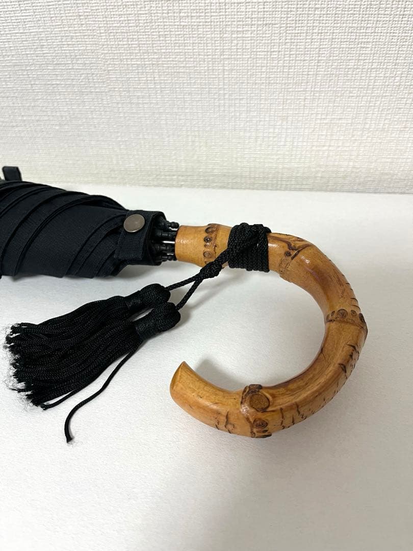 wakao ワカオ　日傘　折りたたみ　バンブー　竹　　　雨天兼用　黒　ブラック