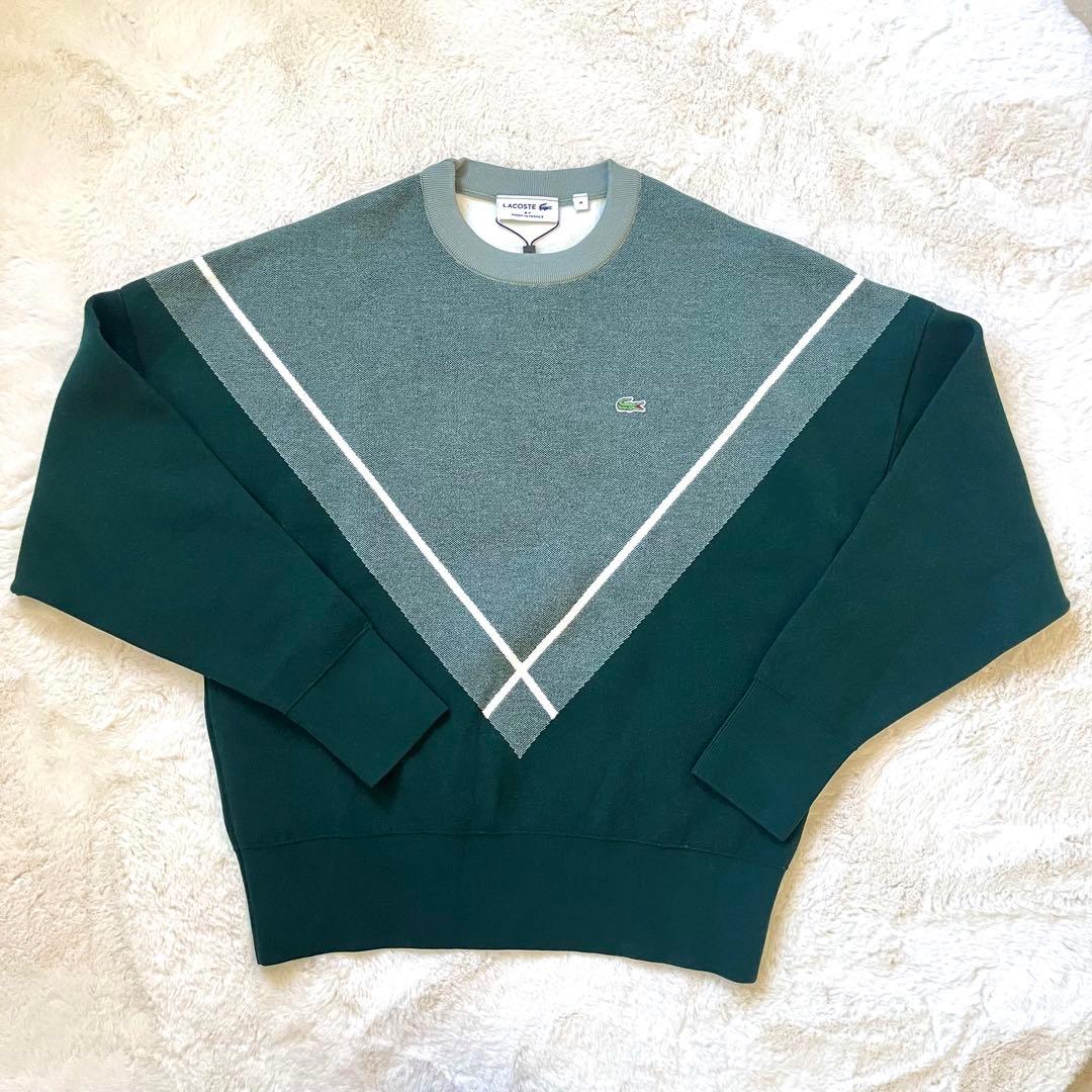 ラコステ LACOSTE ビッグピッチアーガイルレーヨンニットセーター グリーン