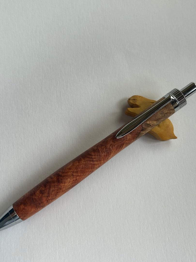 花梨瘤　紅白　木軸シャープペンシル0.5mm 加藤金属