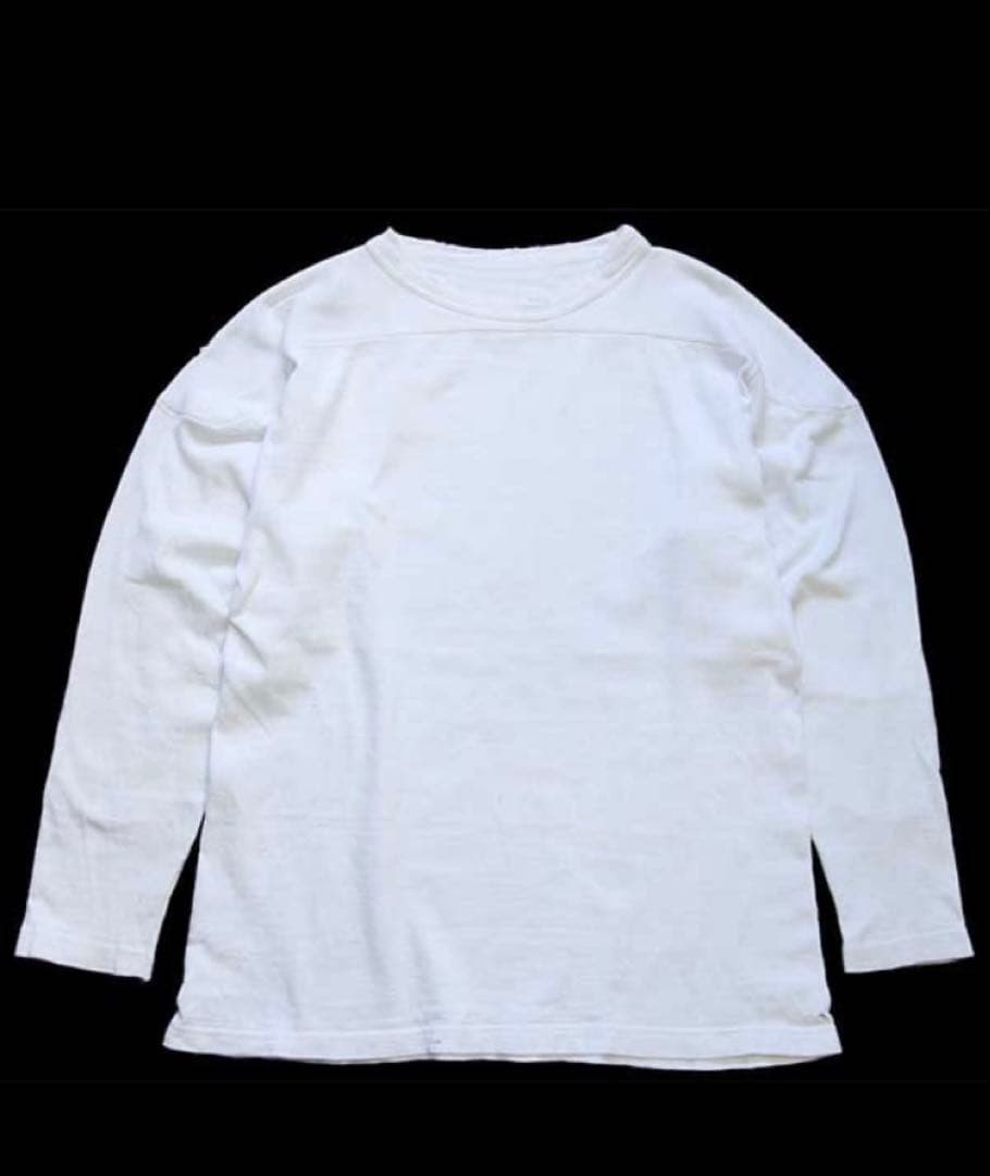50s UNKNOWN 無地　コットン　フットボールTシャツ　ボロ　白