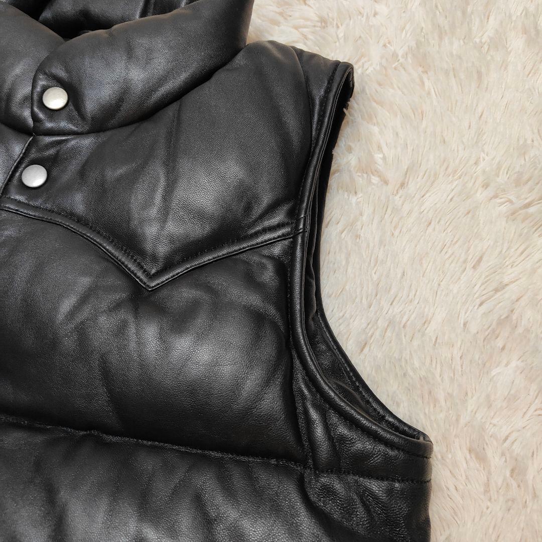 極美品✨LIUGOO TOKYO ラムスキン 羊革レザーダウンベスト ブラック
