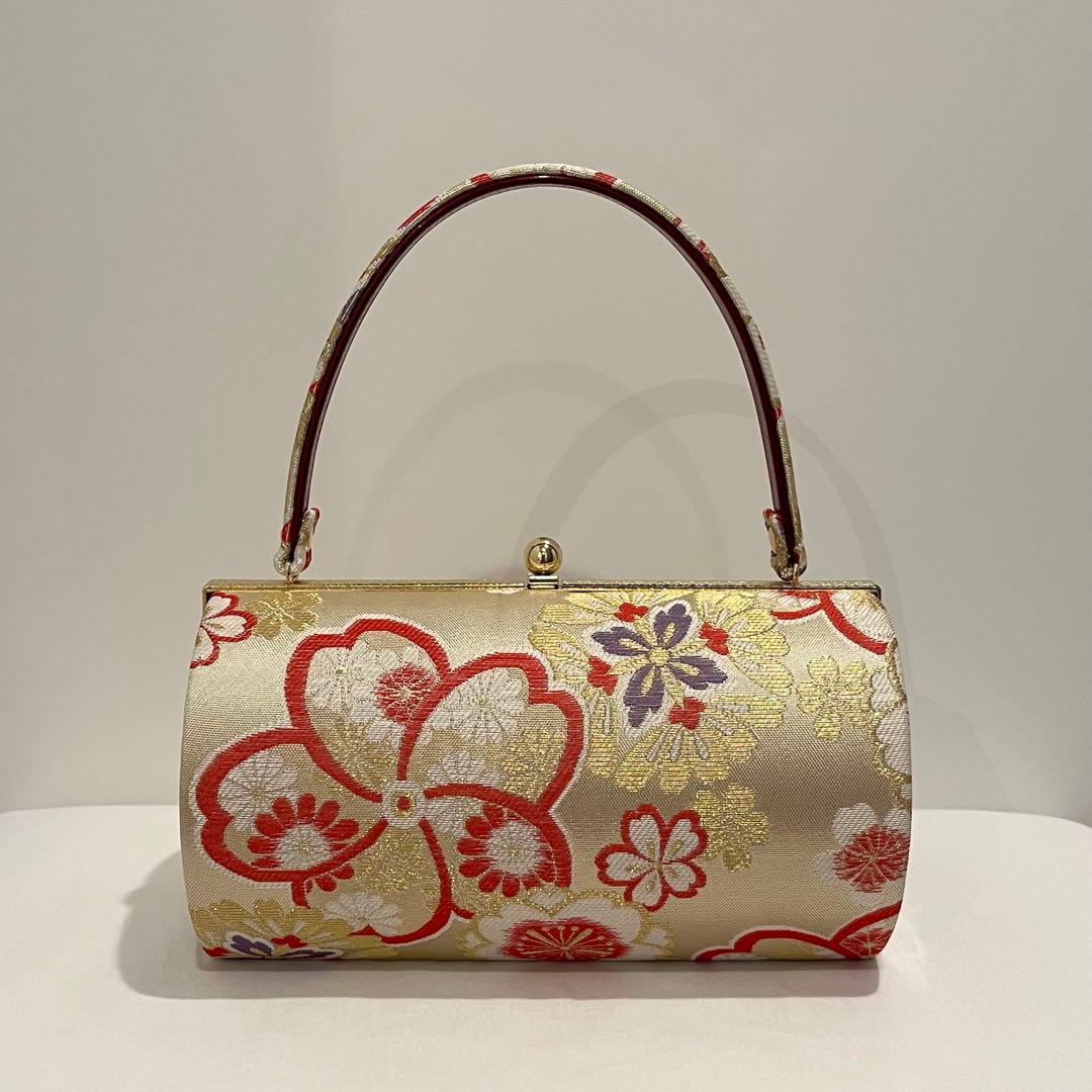 花柄刺繍 和装用 着物 振袖 バッグ　佐賀錦