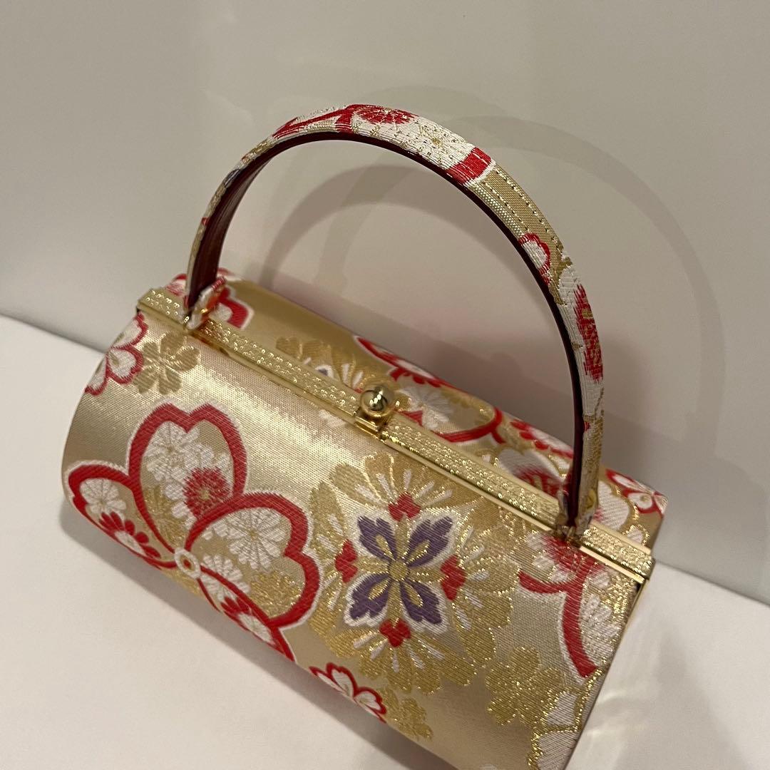 花柄刺繍 和装用 着物 振袖 バッグ　佐賀錦