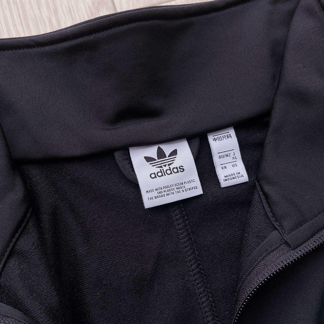 adidas レースアップトラックジャケット ワンピース XL リボン ブラック