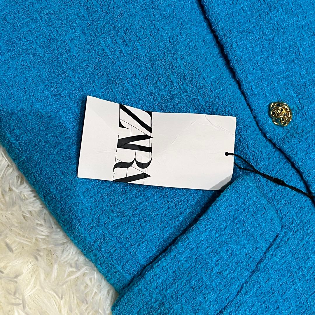 ZARA　ザラ ツイード　テクスチャーベスト　金ボタン　ベスト　M