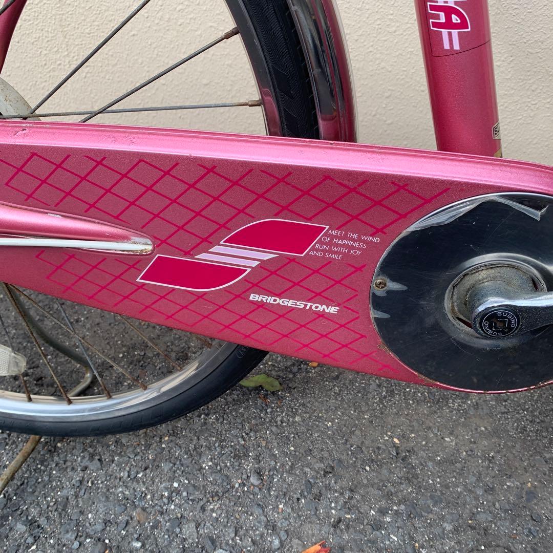 BRIDGESTONE シティサイクル ピンク バスケット付き