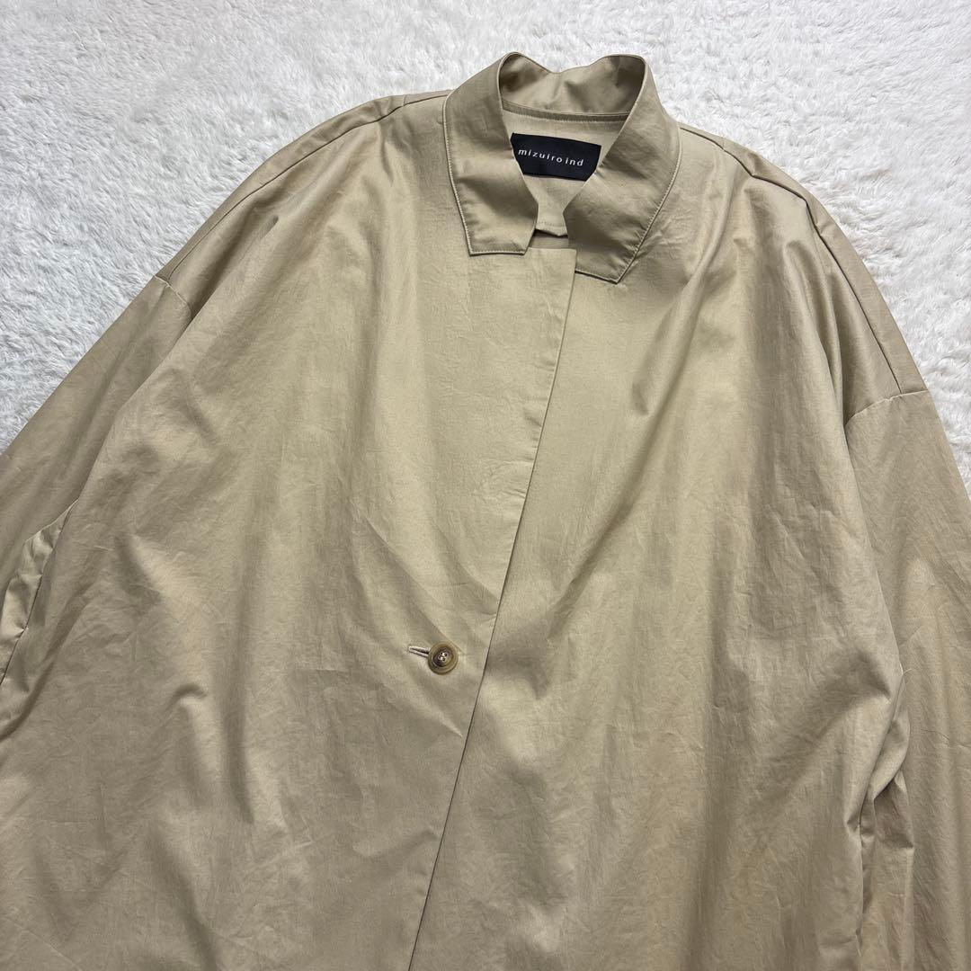 美品　ミズイロインド 24ss スタンドカラーワイドジャケット　ベージュ