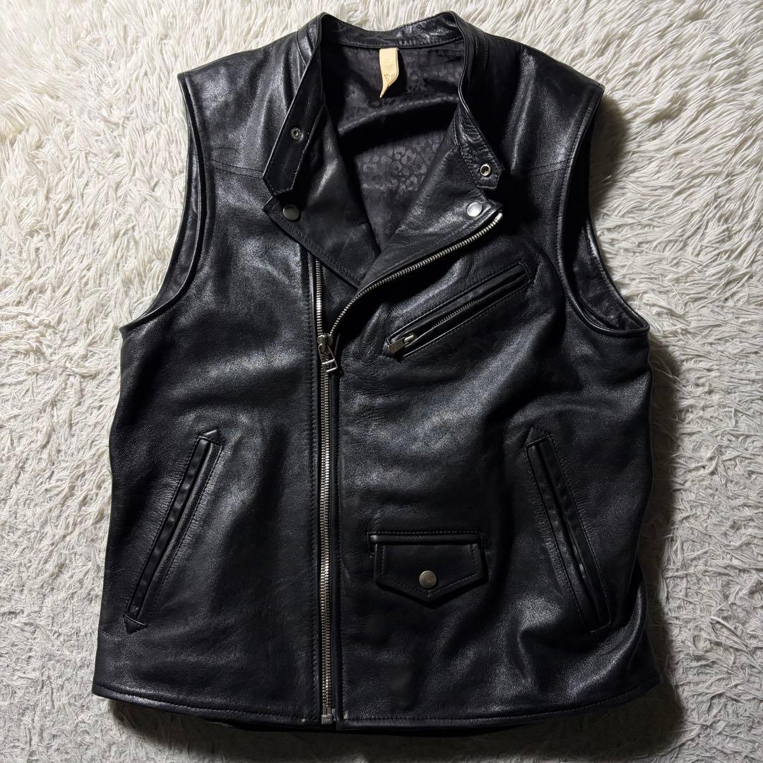 美品■タケオキクチ　ライダースジャケット　ダブル　本革　ブラック　サイズ4