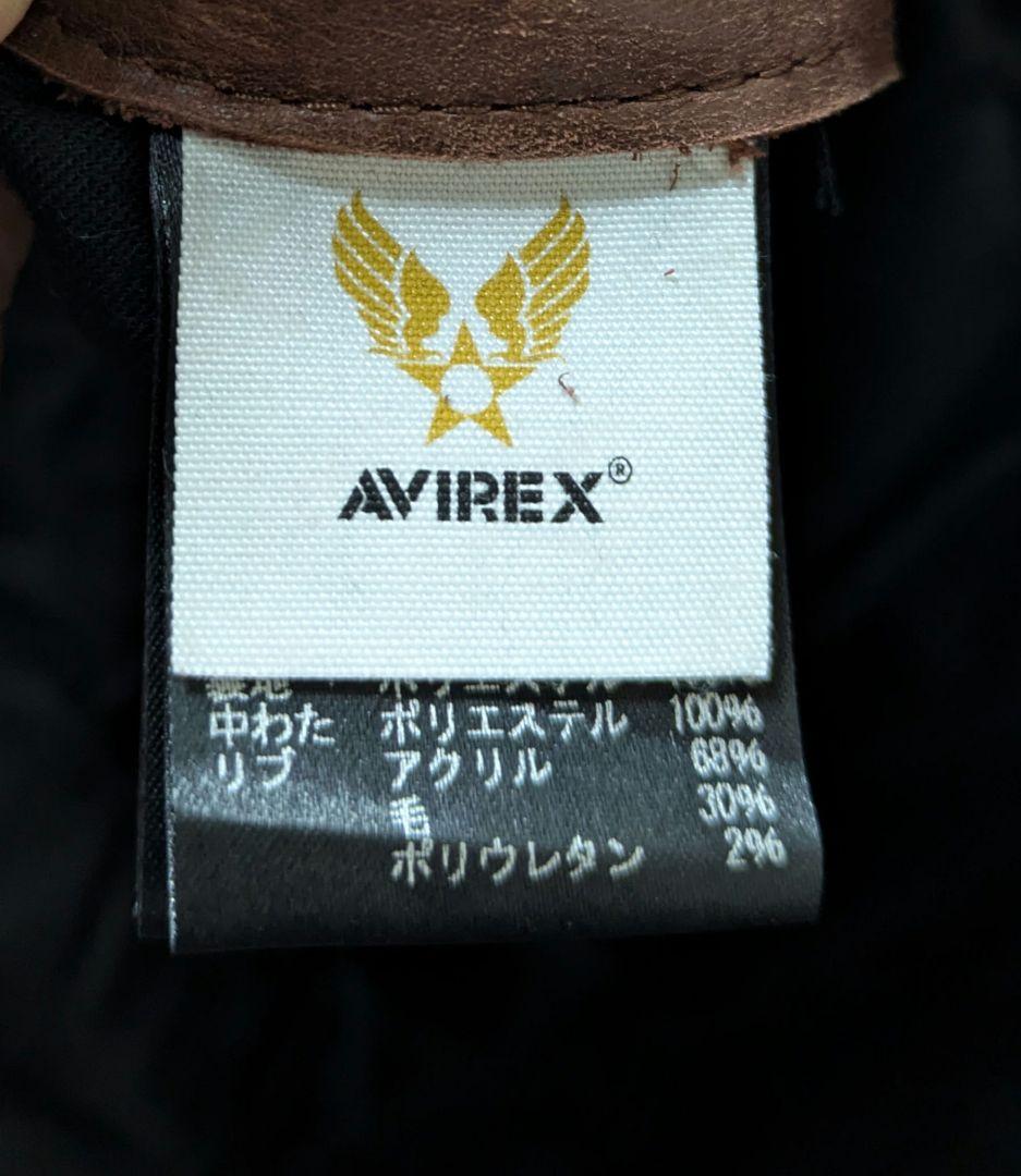 【XLサイズ】AVIREX タンカースジャケット　牛革　胸タグ　ブラウン　中綿