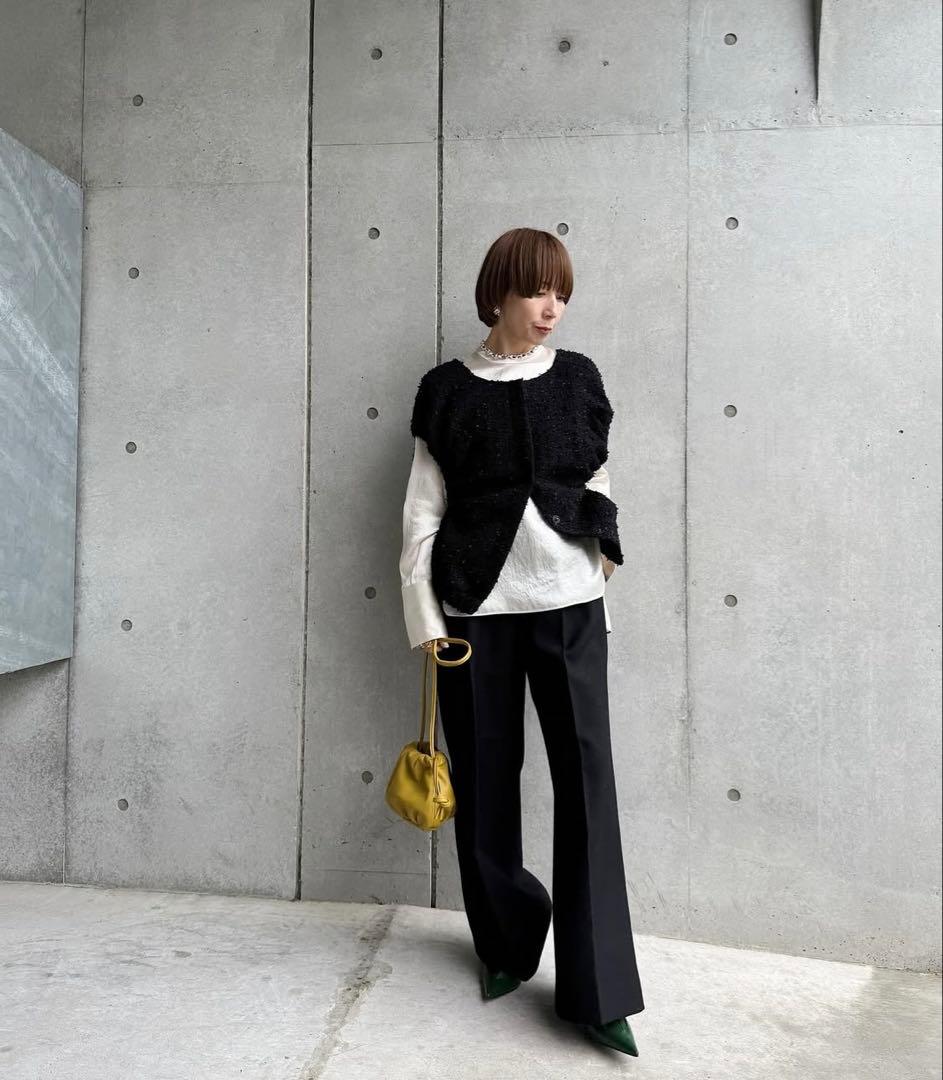 chieko+ tweed ball vest ブラック36