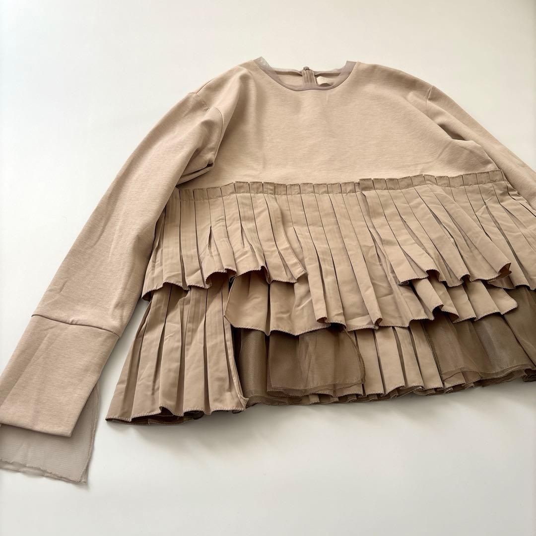 「新品同様」MARILYN MOON 長袖カットソー　プリーツF 手洗い可