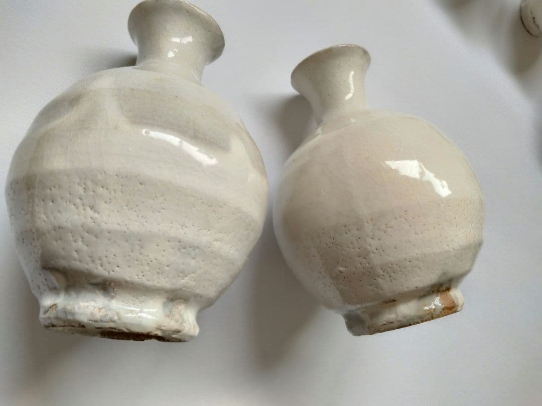 虎渓山　水月窯　粉吹風酒器　盃5客　徳利2客