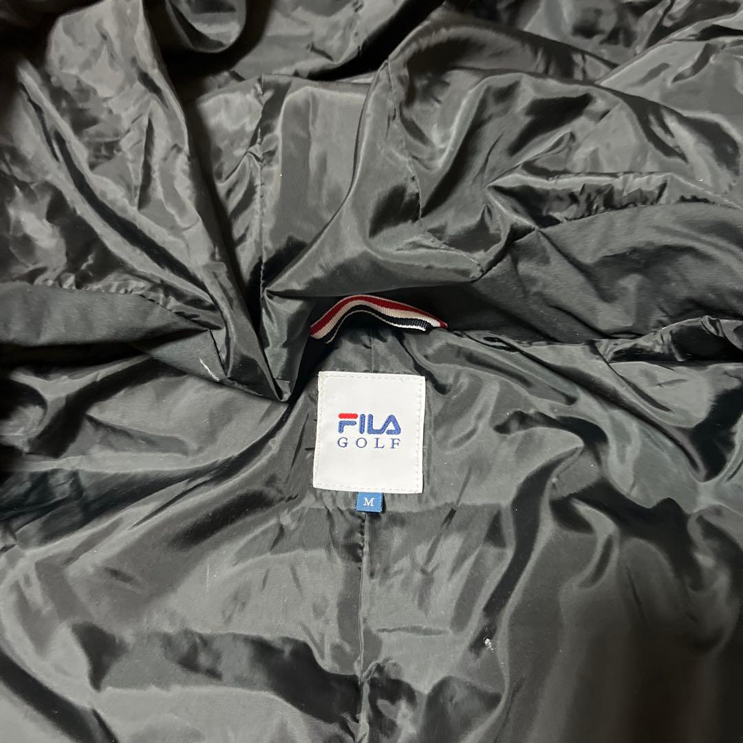 FILA フード付き ブラックダウンジャケット Mサイズ