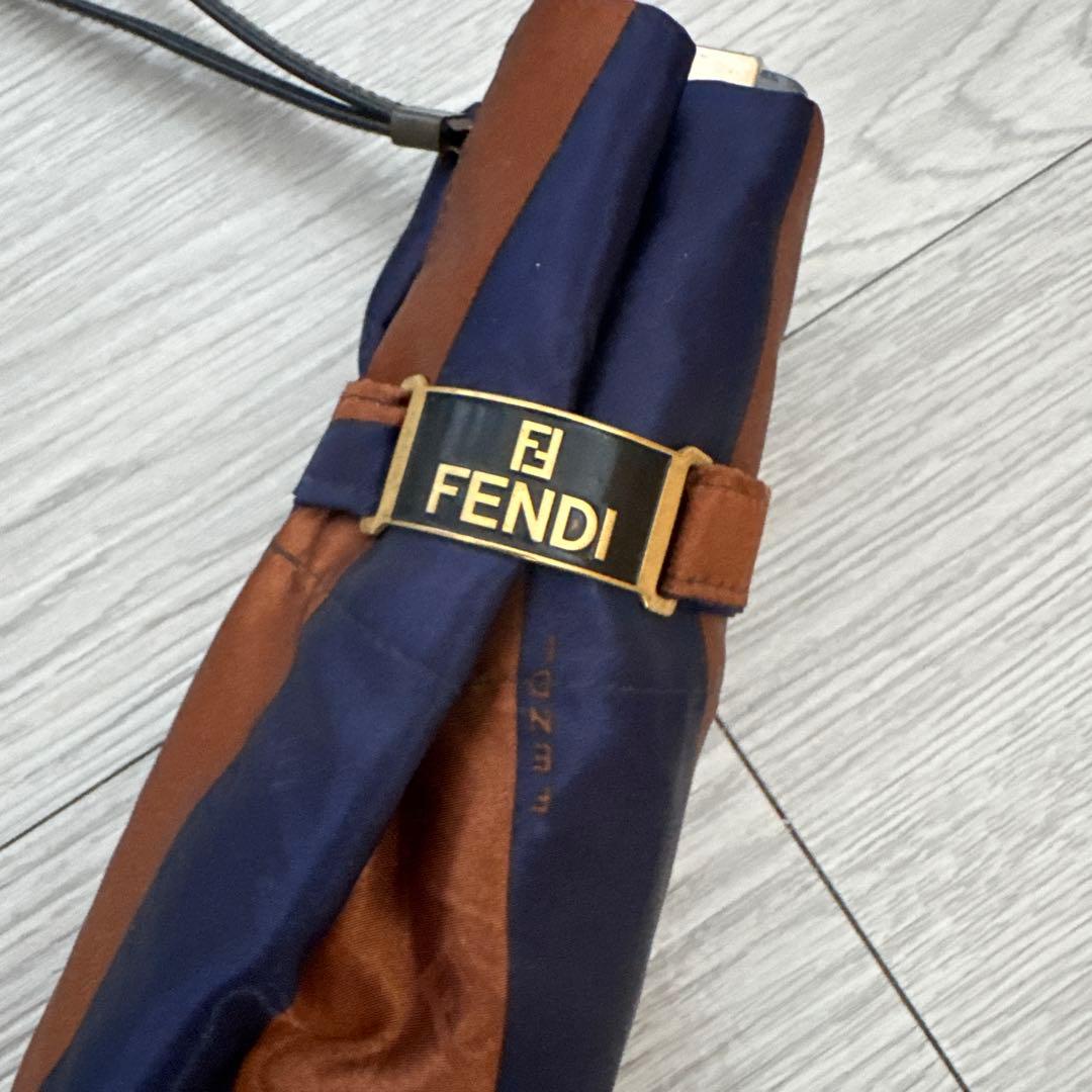 FENDI 折りたたみ傘 ネイビーブラウン