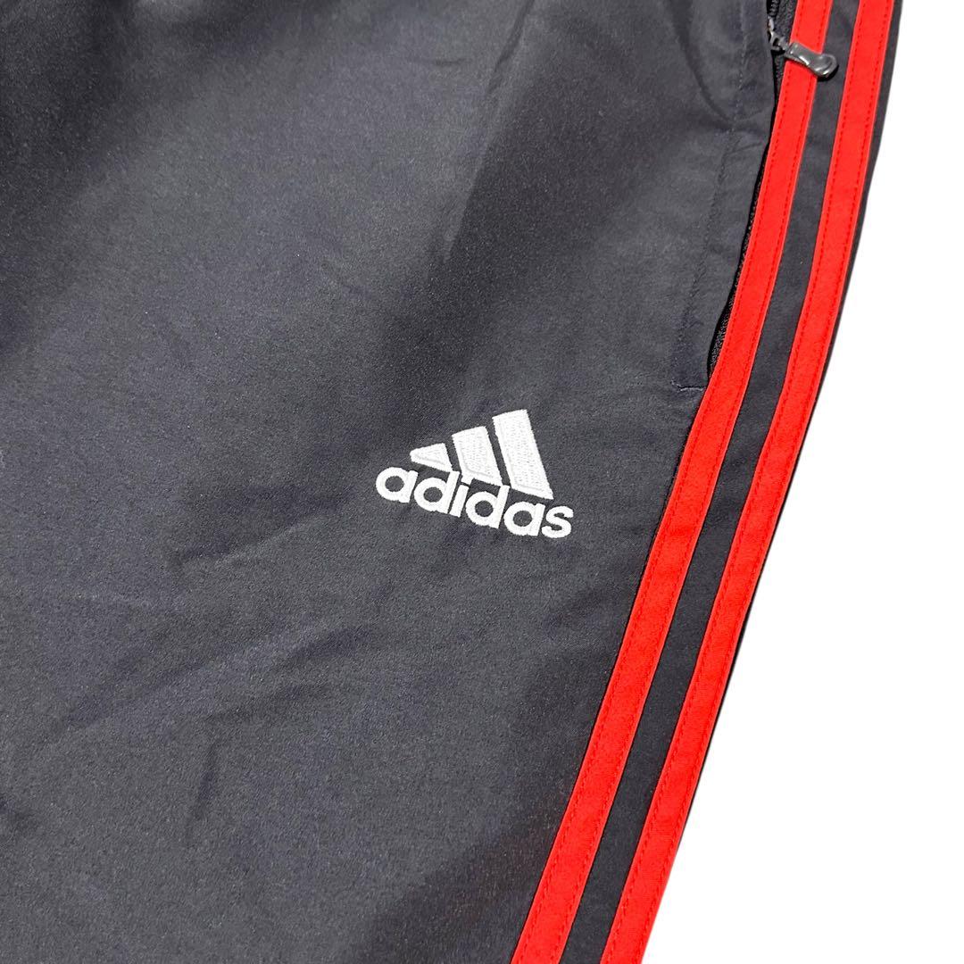 00s ACミラン adidas ナイロンパンツ トラックパンツ　刺繍 黒 XL